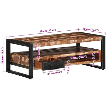 Couchtisch Mehrfarbig 90x50x36 cm Altholz Massiv