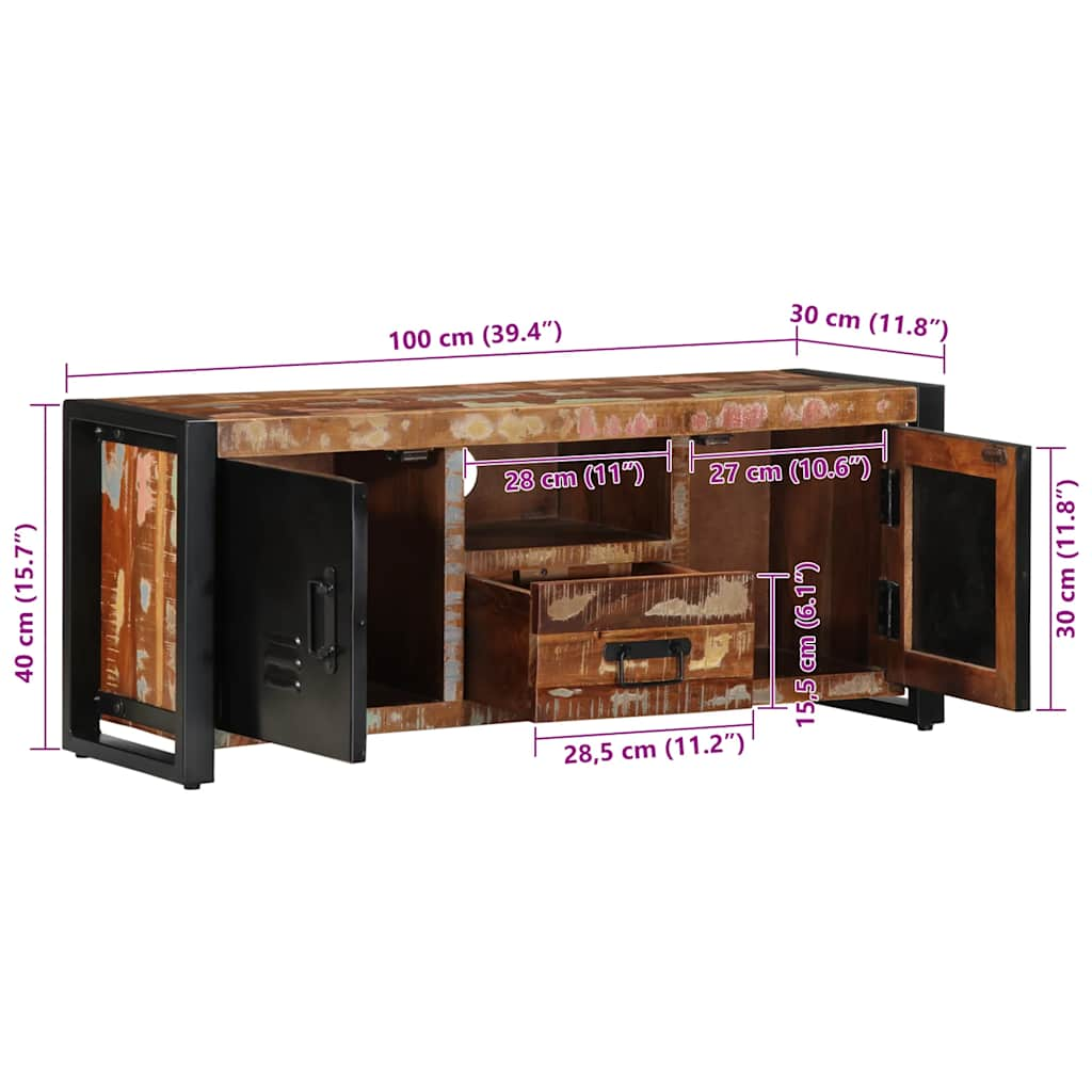 TV-Schrank 100x30x40 cm Altholz Massiv