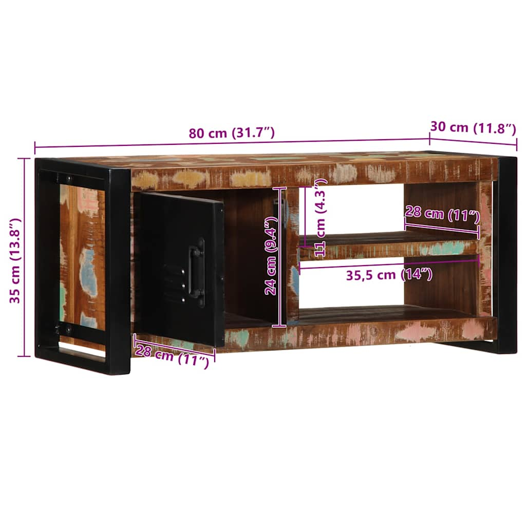 TV-Schrank 80x30x35 cm Massivholz Altholz