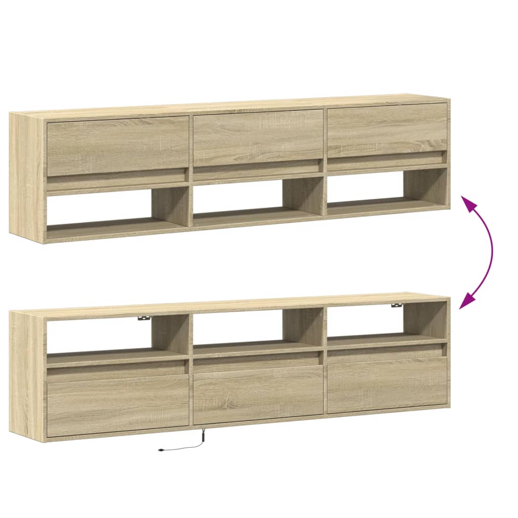 TV-Wandschrank mit LED Sonoma-Eiche 180x31x45 cm