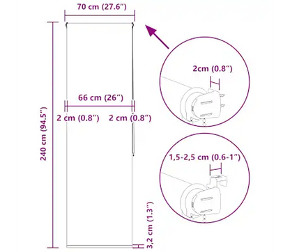 Duschrollo 70x240 cm Stoffbreite 66 cm