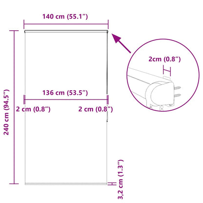 Duschrollo mit Kassette 140x240 cm Stoffbreite 136 cm