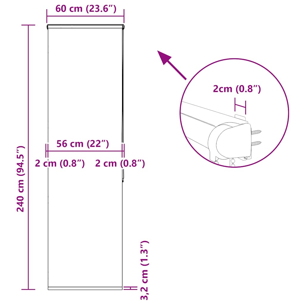 Duschrollo mit Kassette 60x240 cm Stoffbreite 56 cm