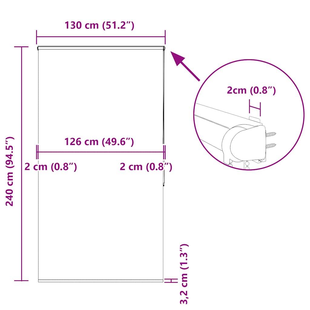 Duschrollo mit Kassette 130x240 cm Stoffbreite 126 cm