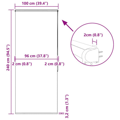 Duschrollo mit Kassette 100x240 cm Stoffbreite 96 cm