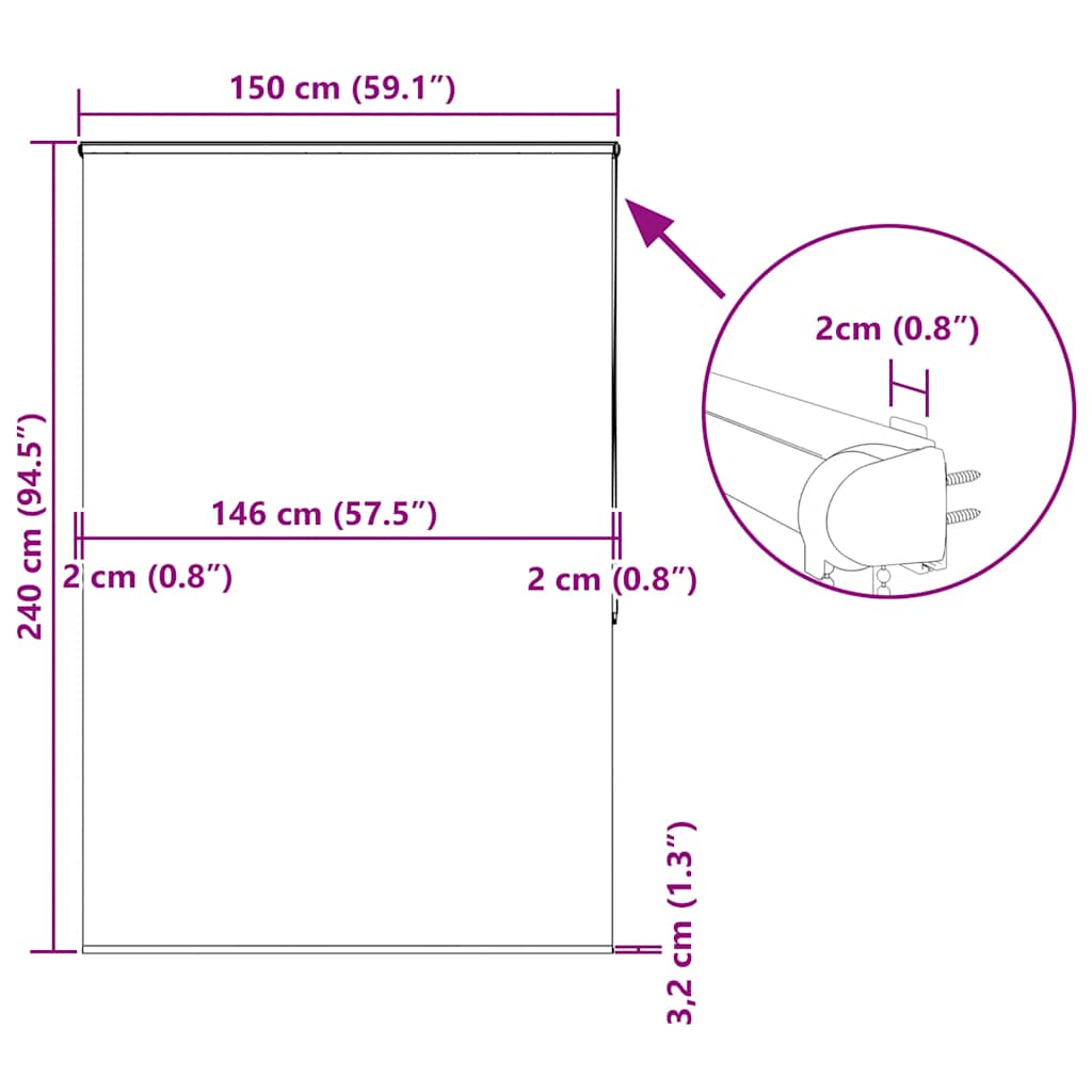 Duschrollo mit Kassette 150x240 cm Stoffbreite 146 cm