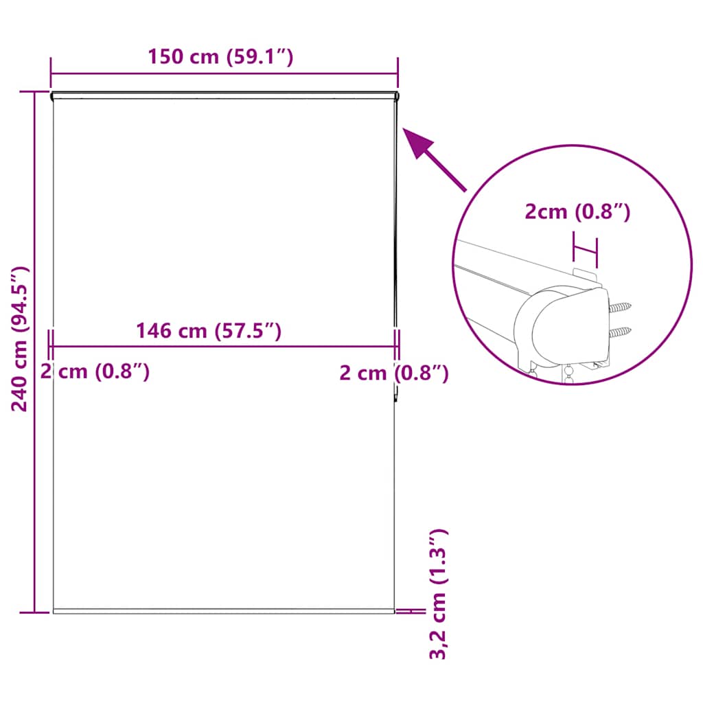 Duschrollo mit Kassette 150x240 cm Stoffbreite 146 cm
