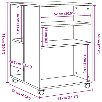 Beistelltisch mit Rollen Altholz-Optik 55x60x78cm Holzwerkstoff