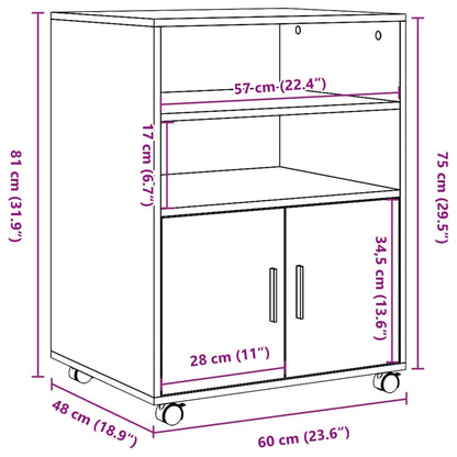 Rollschrank Artisan-Eiche 60x48x81 cm Holzwerkstoff