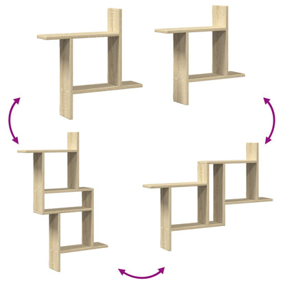 Wandregale 2 Stk. Sonoma-Eiche 50x12x50 cm Holzwerkstoff