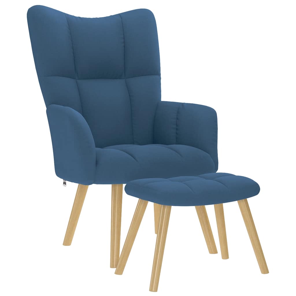 Relaxsessel mit Hocker Blau Stoff