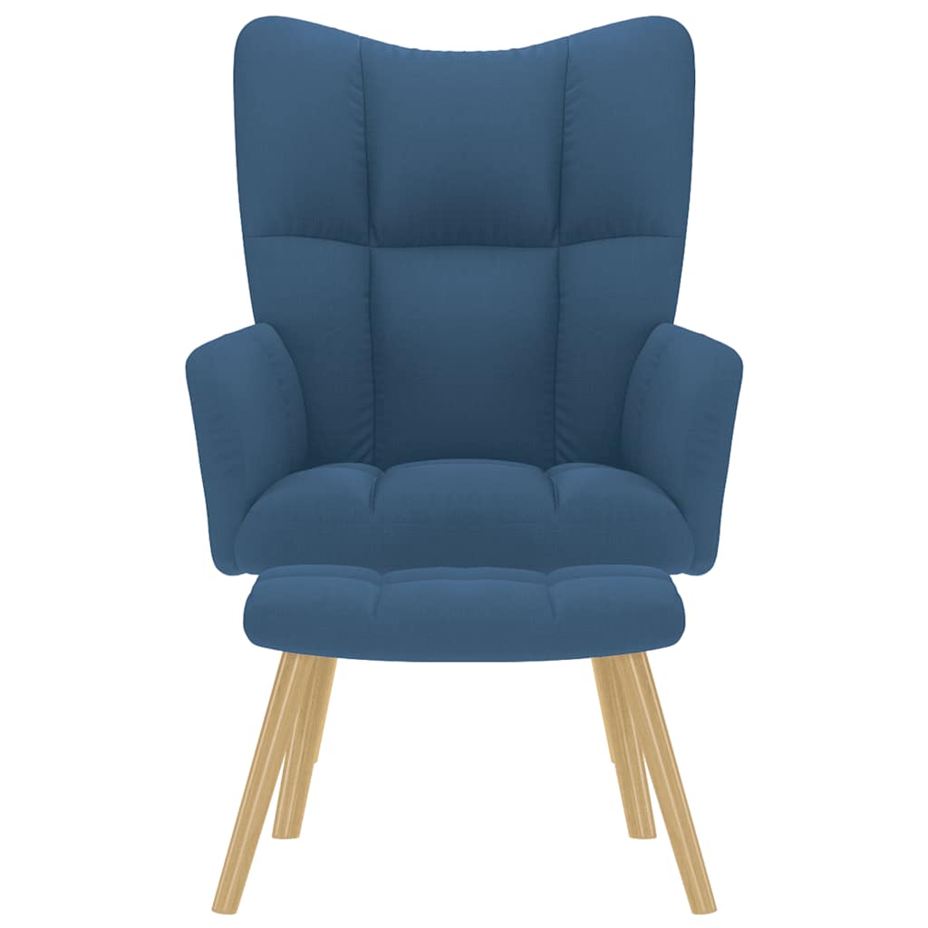 Relaxsessel mit Hocker Blau Stoff