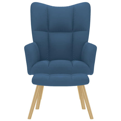 Relaxsessel mit Hocker Blau Stoff