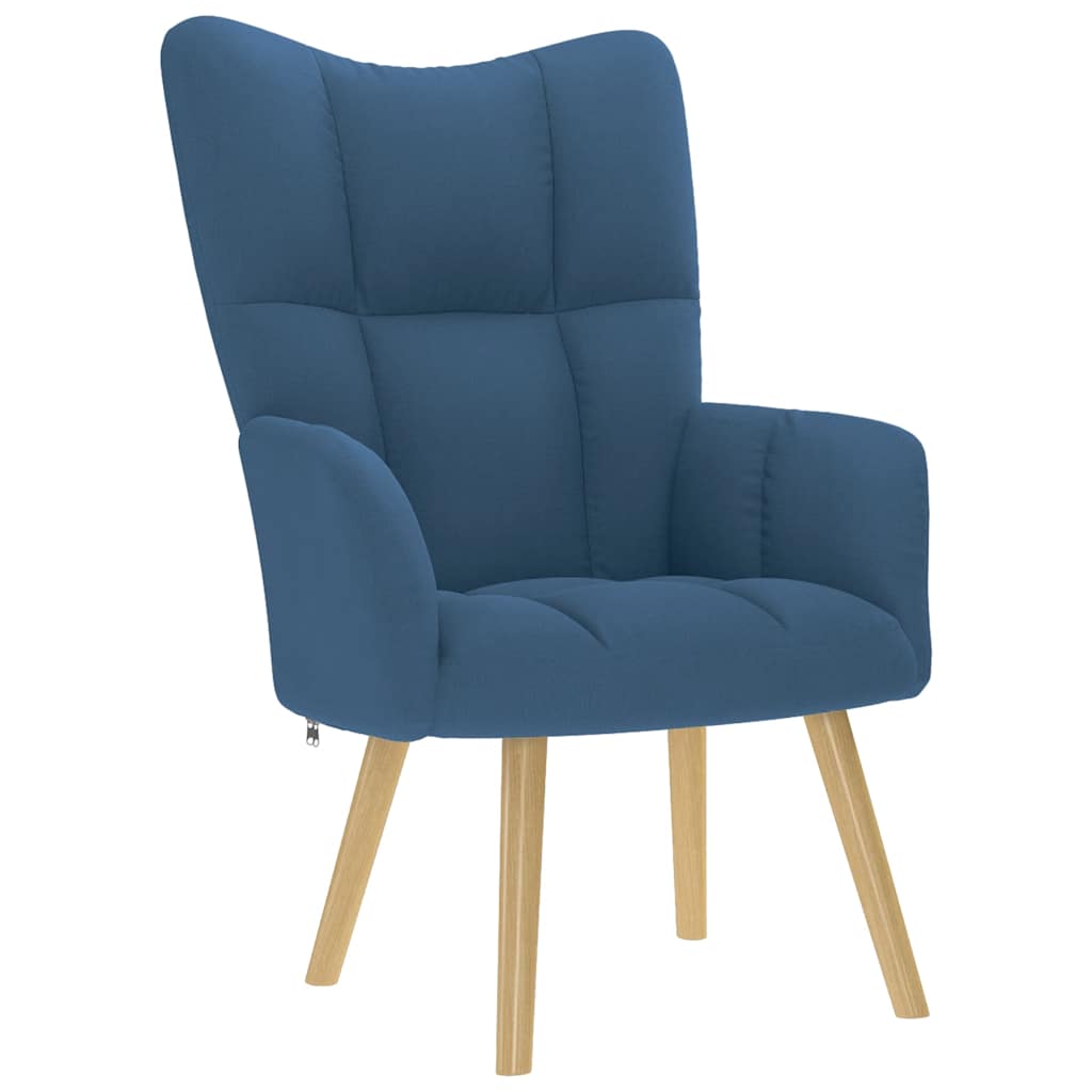 Relaxsessel mit Hocker Blau Stoff