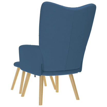 Relaxsessel mit Hocker Blau Stoff