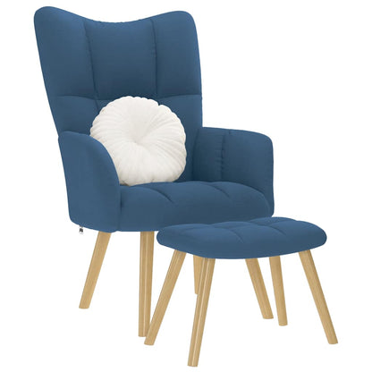 Relaxsessel mit Hocker Blau Stoff