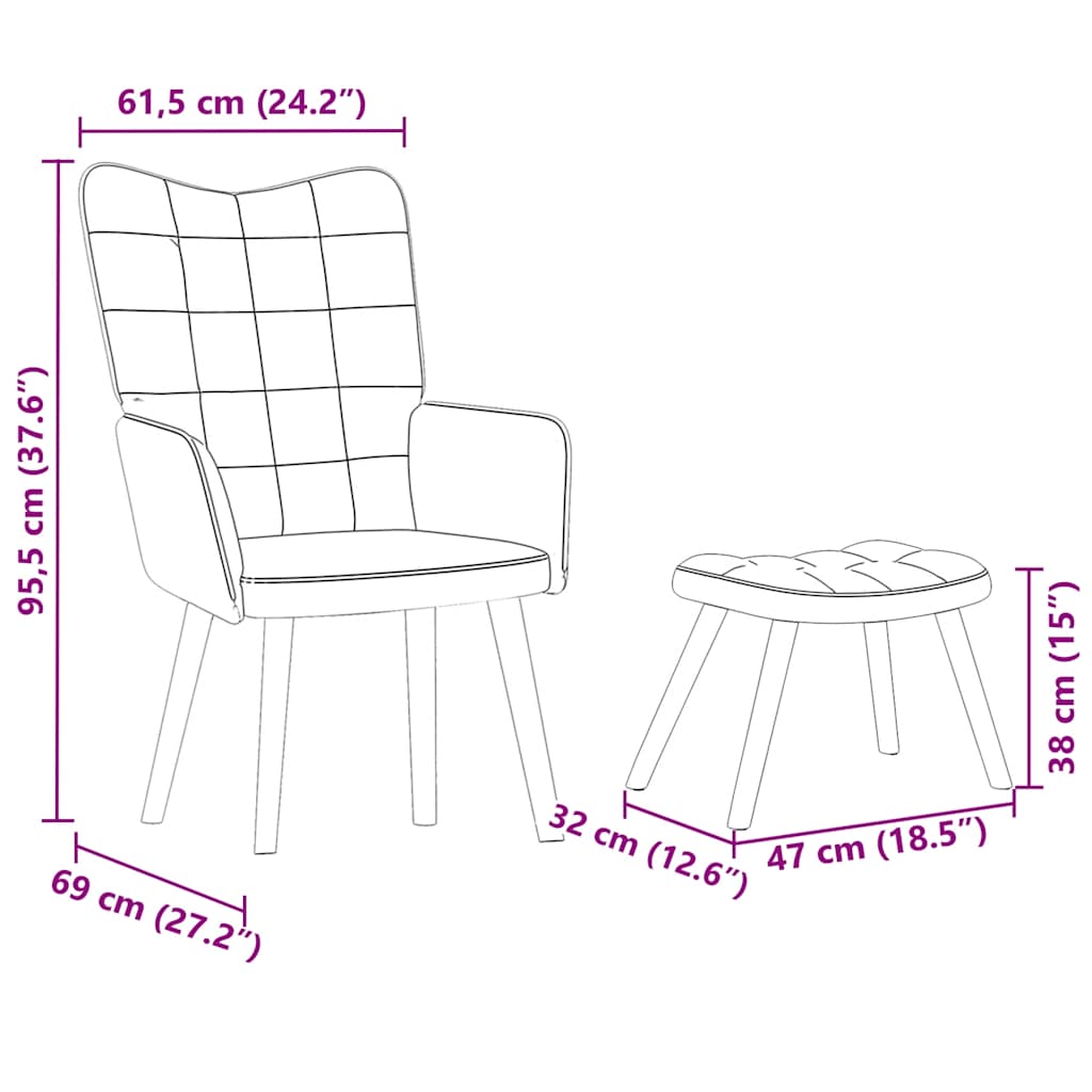 Relaxsessel mit Hocker Dunkelgrün Samt