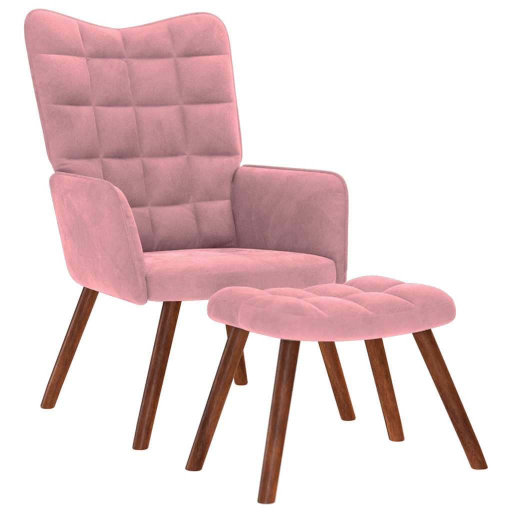 Relaxsessel mit Hocker Rosa Samt