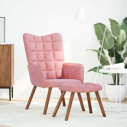 Relaxsessel mit Hocker Rosa Samt