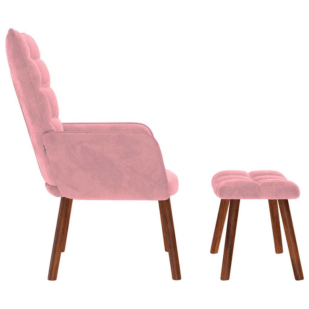 Relaxsessel mit Hocker Rosa Samt