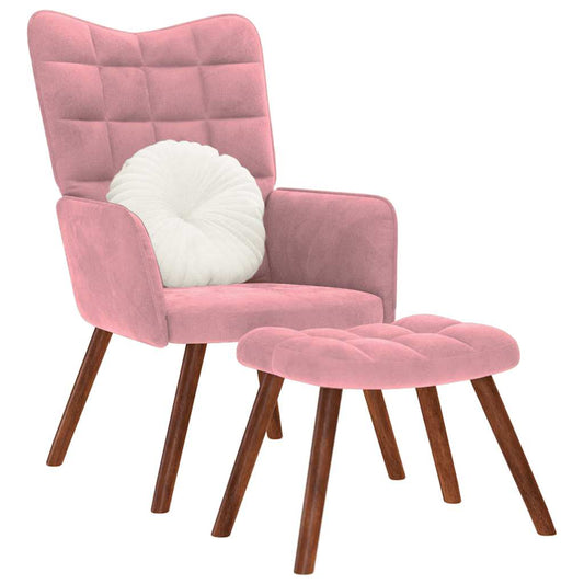 Relaxsessel mit Hocker Rosa Samt