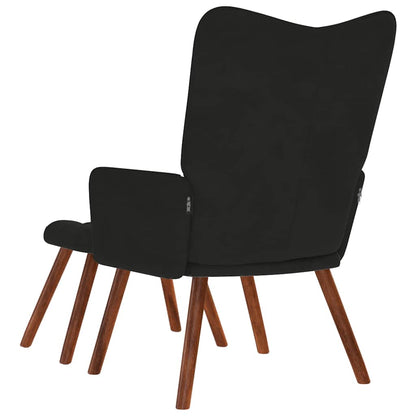 Relaxsessel mit Hocker Schwarz Samt