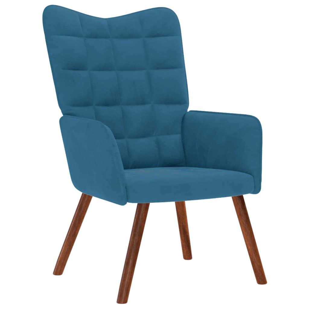 Relaxsessel mit Hocker Blau Samt