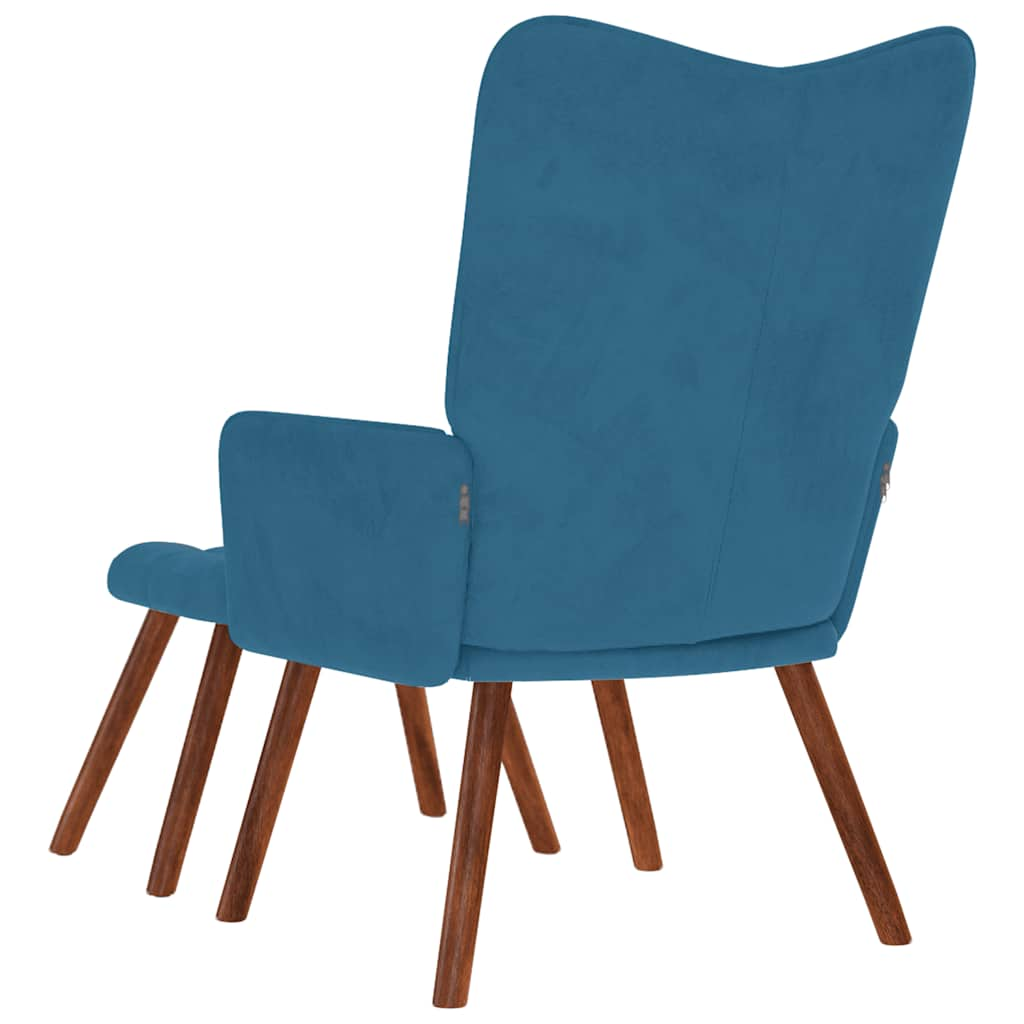 Relaxsessel mit Hocker Blau Samt