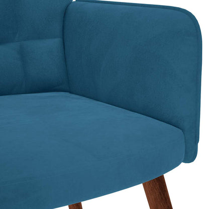 Relaxsessel mit Hocker Blau Samt