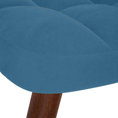 Relaxsessel mit Hocker Blau Samt