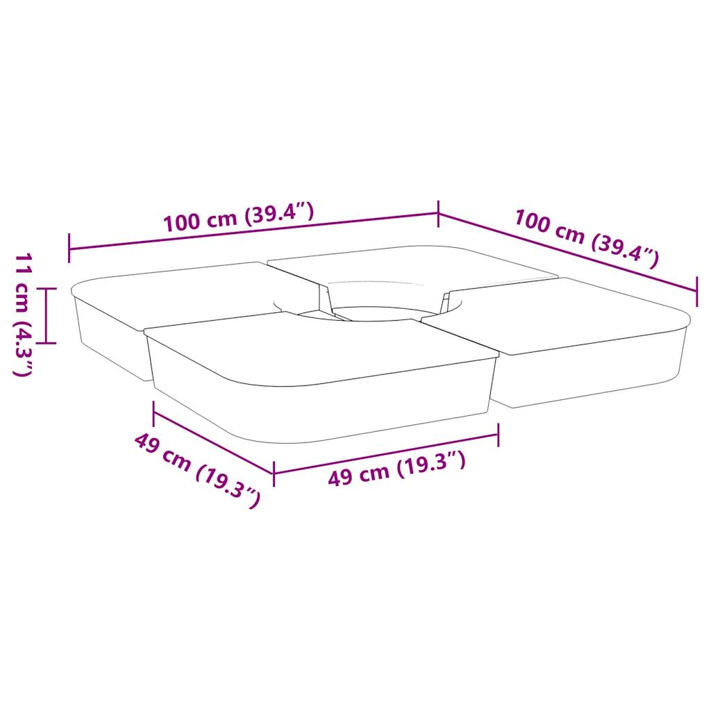 4-tlg. Kreuzfuß-Schirmständer-Set 100 kg PP