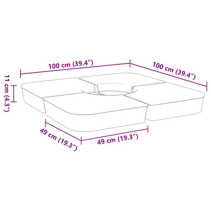 4-tlg. Kreuzfuß-Schirmständer-Set 100 kg PP