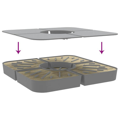 4-tlg. Kreuzfuß-Schirmständer-Set 100 kg PP