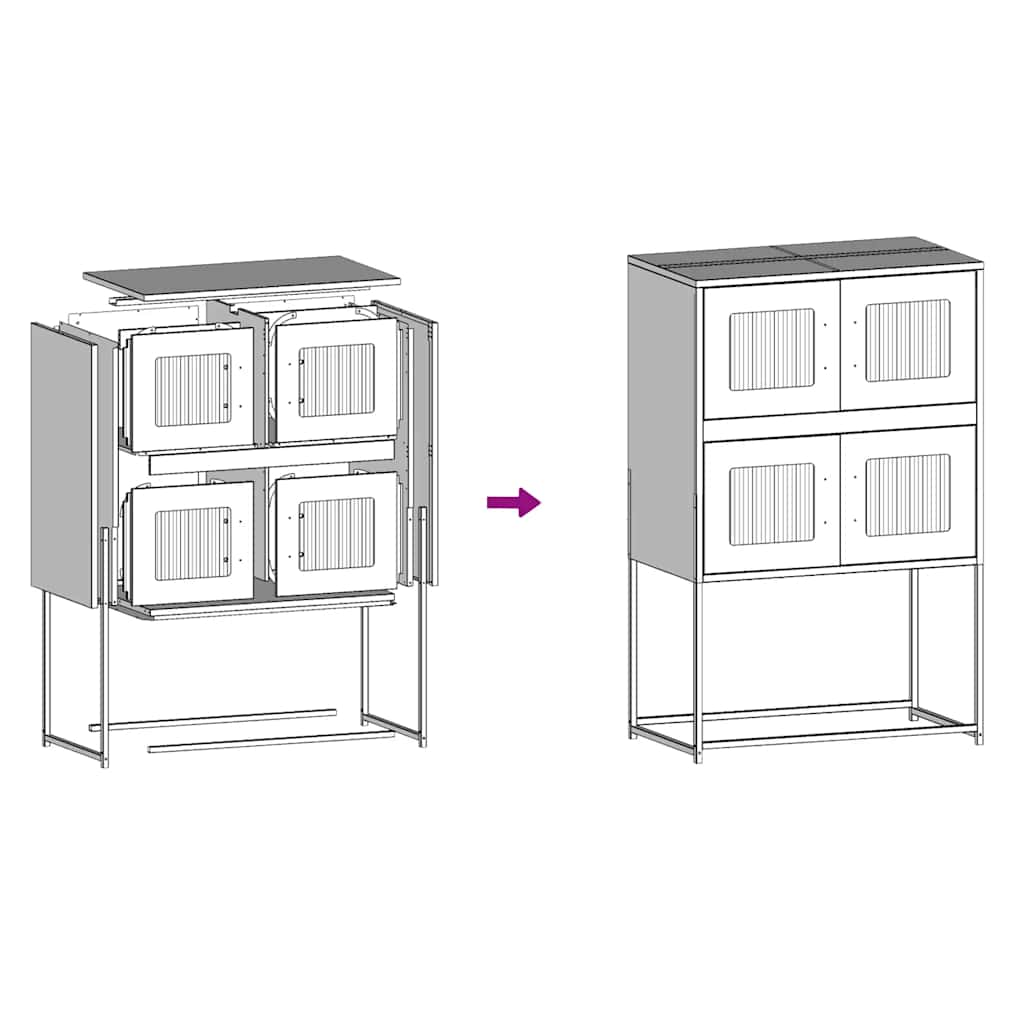 Highboard Rosa 68x39x107 cm Stahl