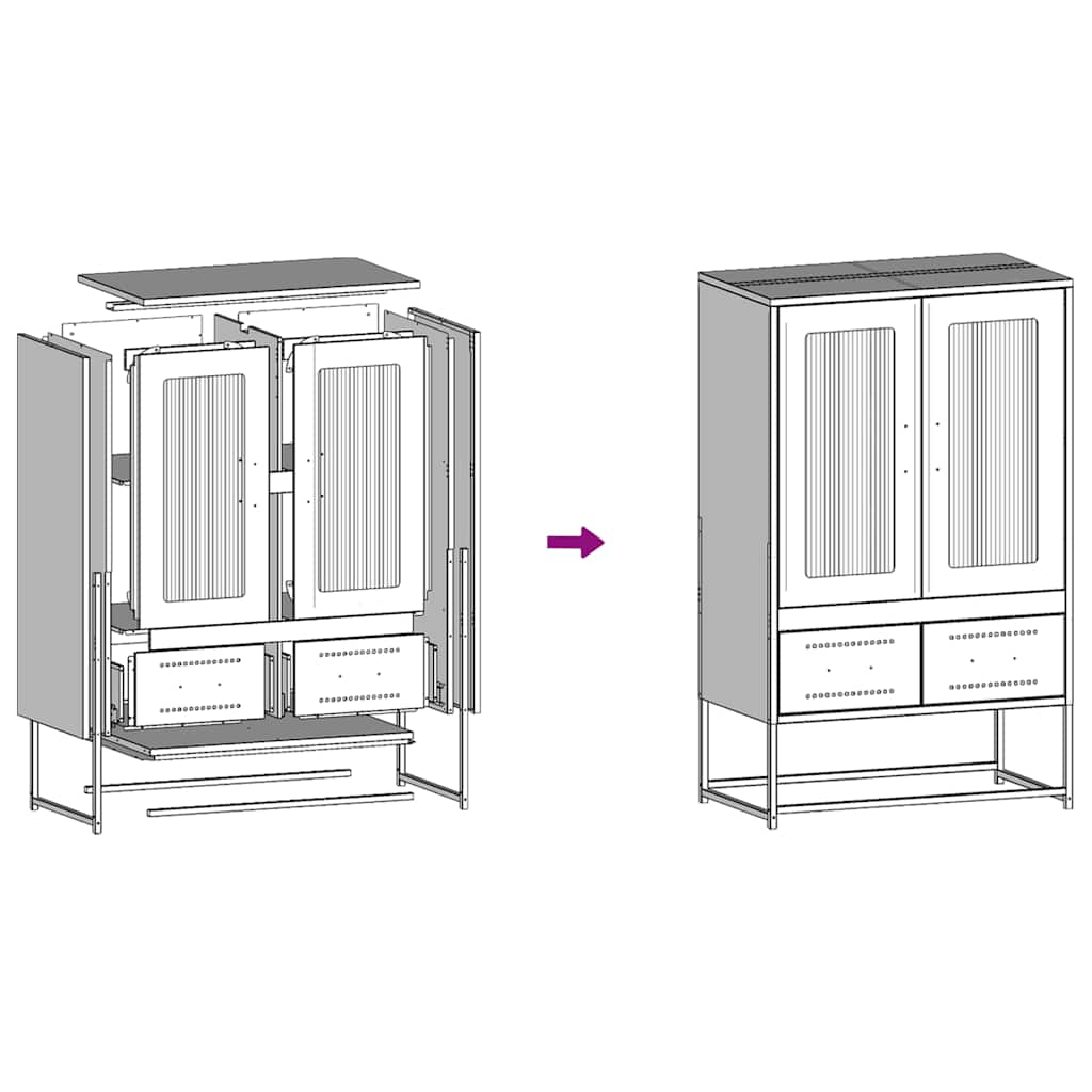 Highboard Anthrazit 68x39x111,5 cm Stahl