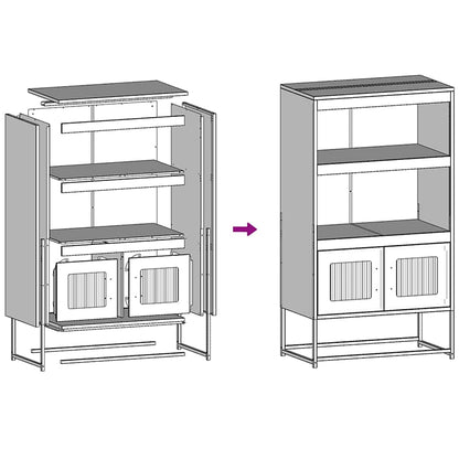 Highboard Schwarz 68x39x123 cm Stahl