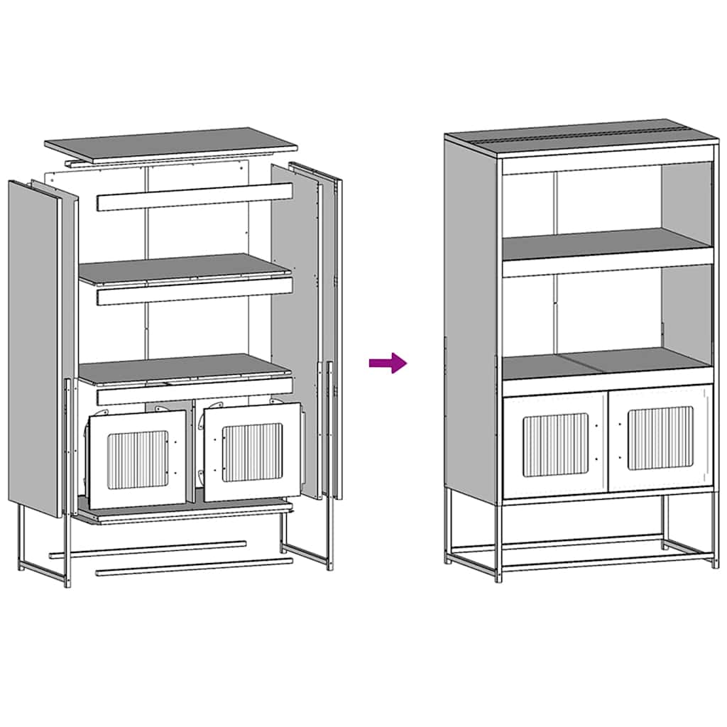 Highboard Olivgrün 68x39x123 cm Stahl