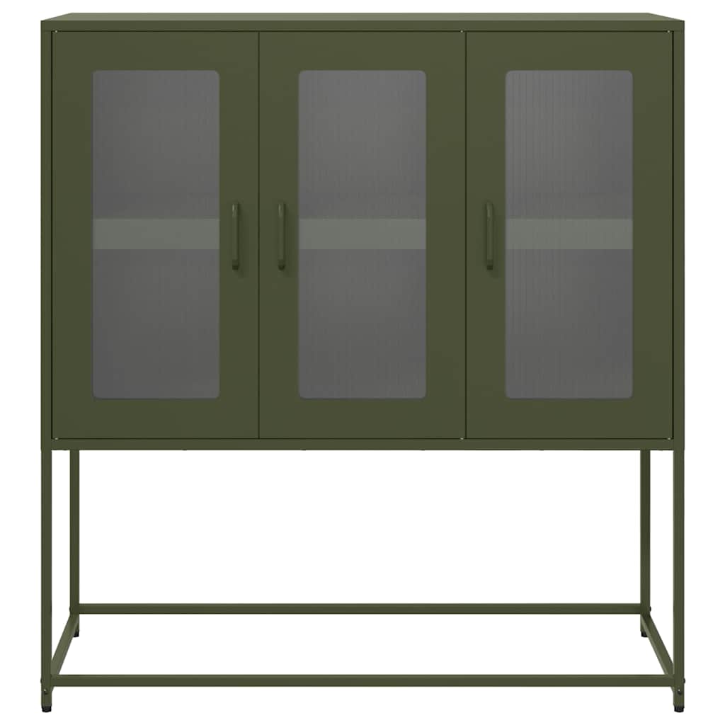 Sideboard Olivgrün 100,5x39x107 cm Kaltgewalzter Stahl