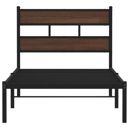 Bettgestell ohne Matratze mit Kopfteil Braun Eiche 100x190 cm