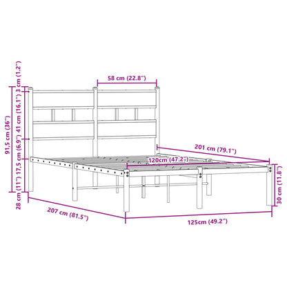 Bettgestell ohne Matratze mit Kopfteil Braun Eiche 120x200 cm