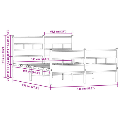 Bettgestell ohne Matratze mit Kopf- und Fußteil 140x190 cm