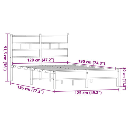 Bettgestell ohne Matratze Braun Eiche 120x190 cm Holzwerkstoff