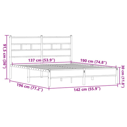 Bettgestell ohne Matratze Braun Eiche 137x190 cm Holzwerkstoff