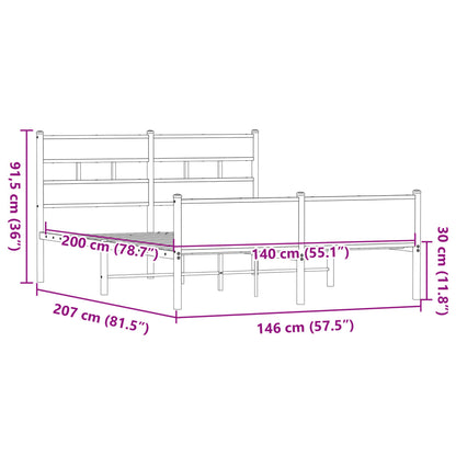 Bettgestell ohne Matratze Braun Eiche 140x200 cm Holzwerkstoff