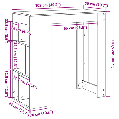 Bartisch mit Regal Altholz-Optik 102x50x103,5 cm Holzwerkstoff