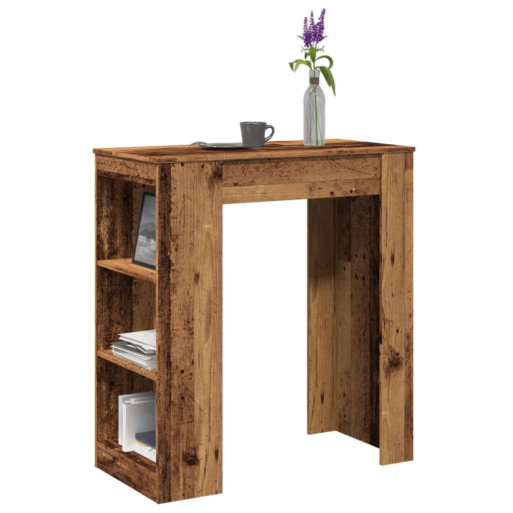 Bartisch mit Regal Altholz-Optik 95x47x103,5 cm Holzwerkstoff