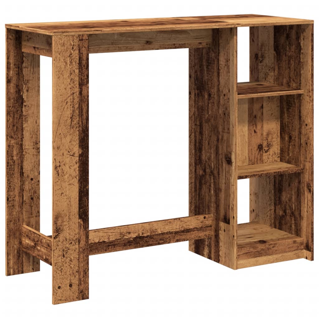 Bartisch mit Regal Altholz-Optik 124x46x103,5 cm Holzwerkstoff