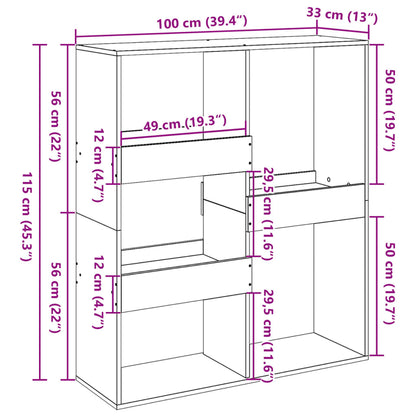 Bücherregal/Raumteiler Altholz-Optik 100x33x115 cm