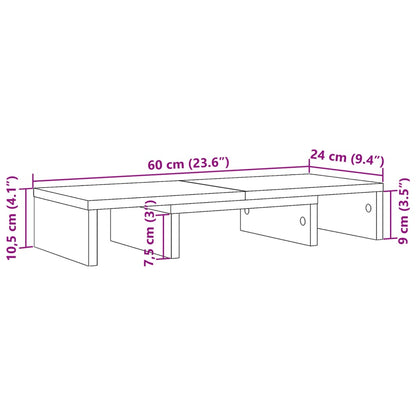 Monitorständer Verstellbar Altholz-Optik 60x24x10,5 cm