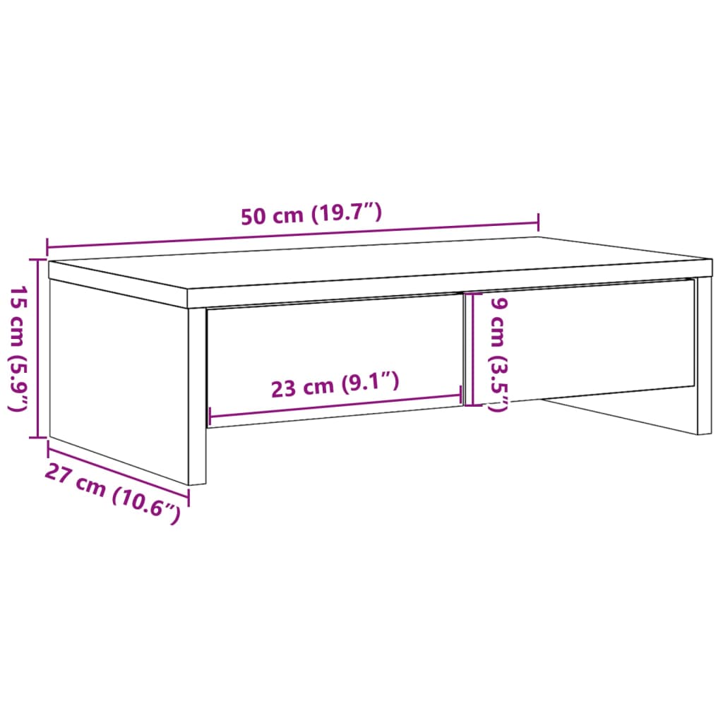 Monitorständer mit Schubladen Altholz-Optik 50x27x15 cm